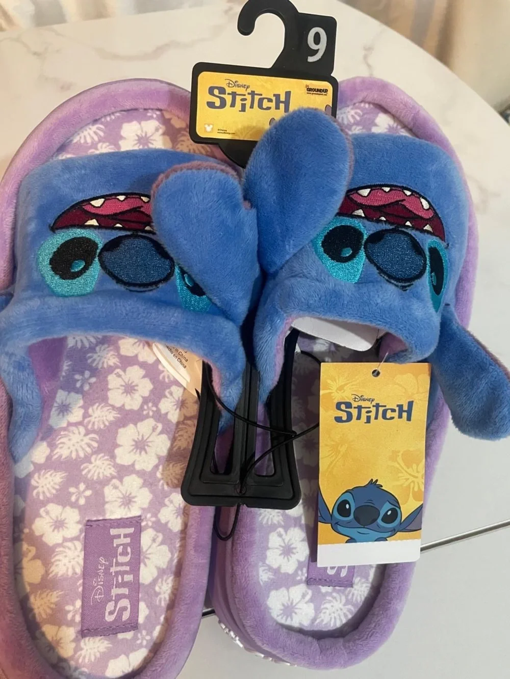 Disney Purple & Blue Stitch Plush Slippers